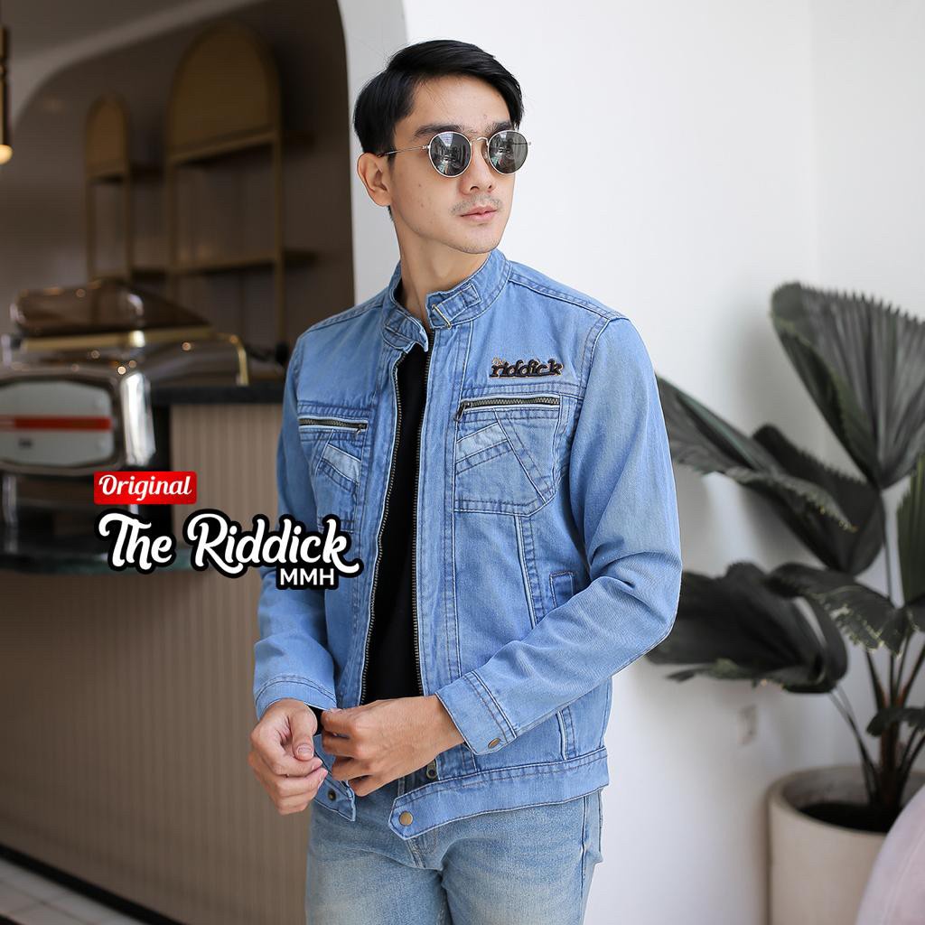 TURUN HARGA ! JAKET JEANS DENIM SLETING PRIA THE RIDDICK - JAKET JEANS PRIA - JAKET DENIM MURAH