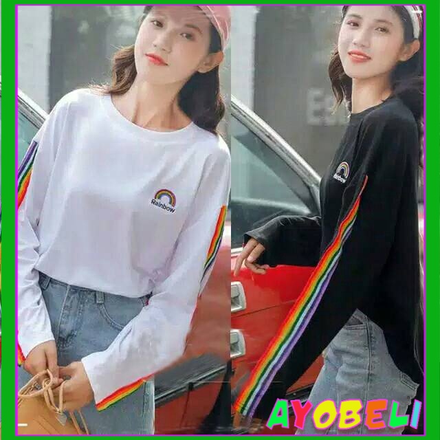 AYOBELI  SWEATER PELANGI XL / SWEATER WANITA CANTIK / BAJU LEBARAN RAINBOW