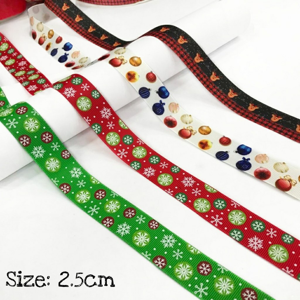 PITA NATAL KADO HAMPERS | MOTIF SNOWFLAKES KEPALA RUSA LAMPION 2.5 CM &amp; 3.8 CM