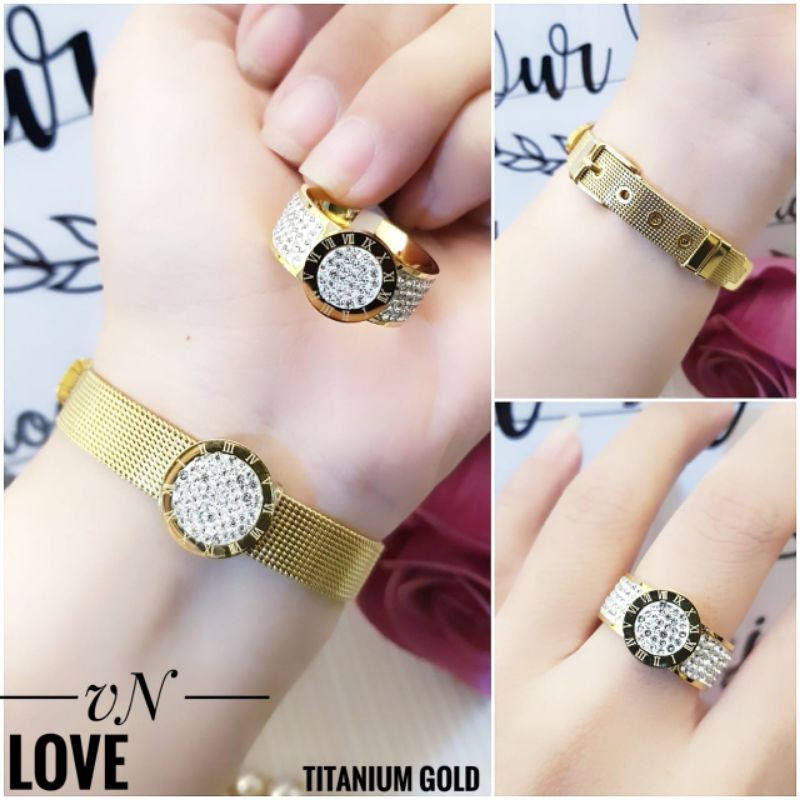 Titanium Gelang dan Cincin 0713n