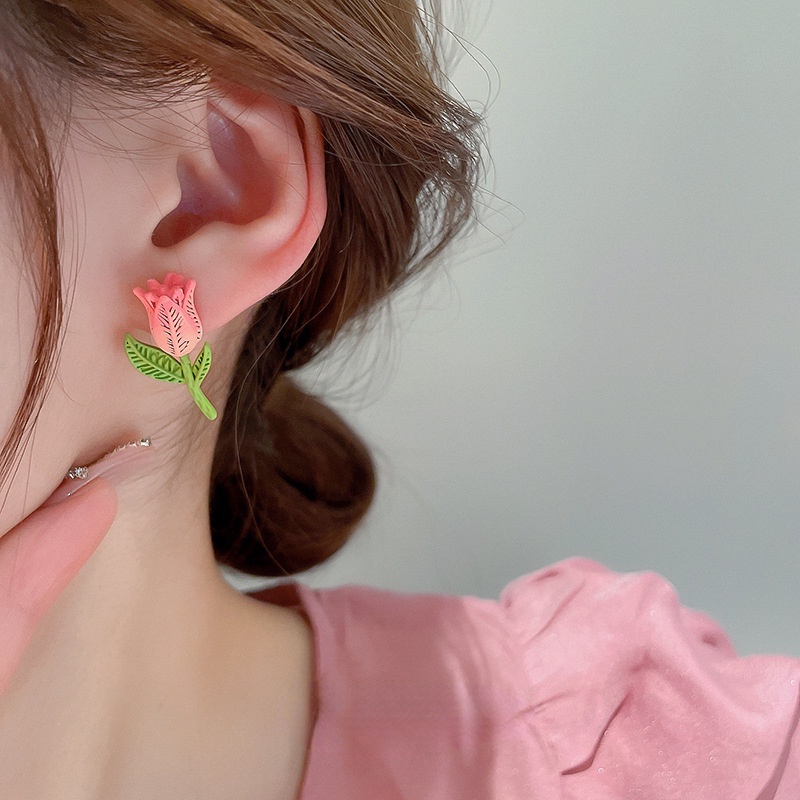 Anting Stud Desain Tulip Untuk Aksesoris Perhiasan Anak Perempuan