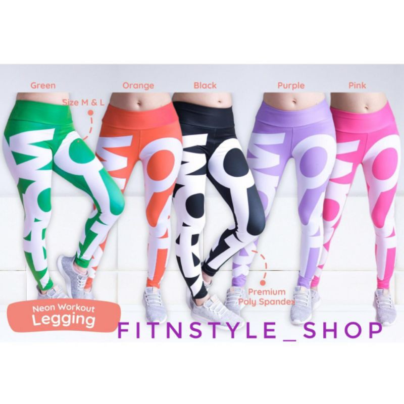 Neon Workout legging / legging zumba / lejing senam / lejing zumba / legging senam