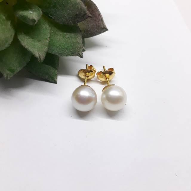 Giwang + Tutup Emas Mutiara Air Laut