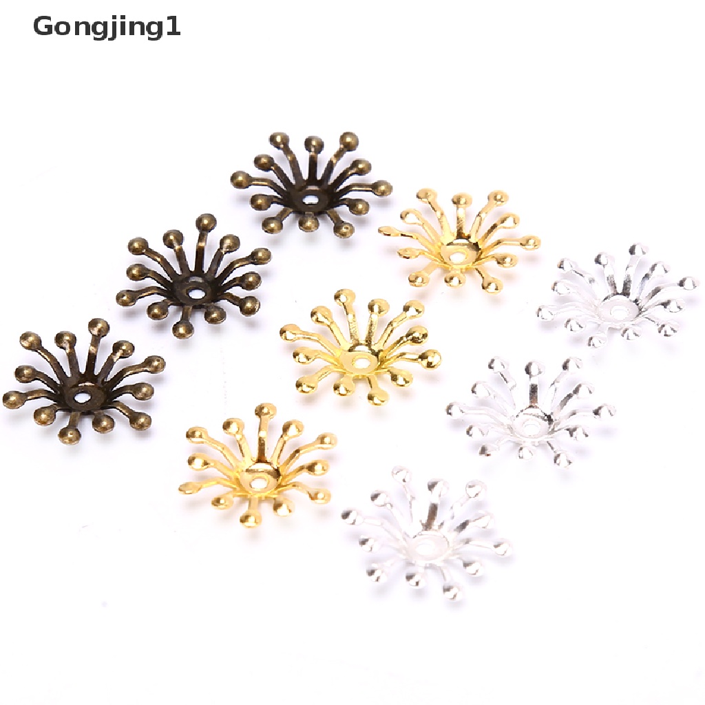 Gongjing1 50Pcs Konektor Bunga Kerawang Vintage Handmade DIY Bahan Metal