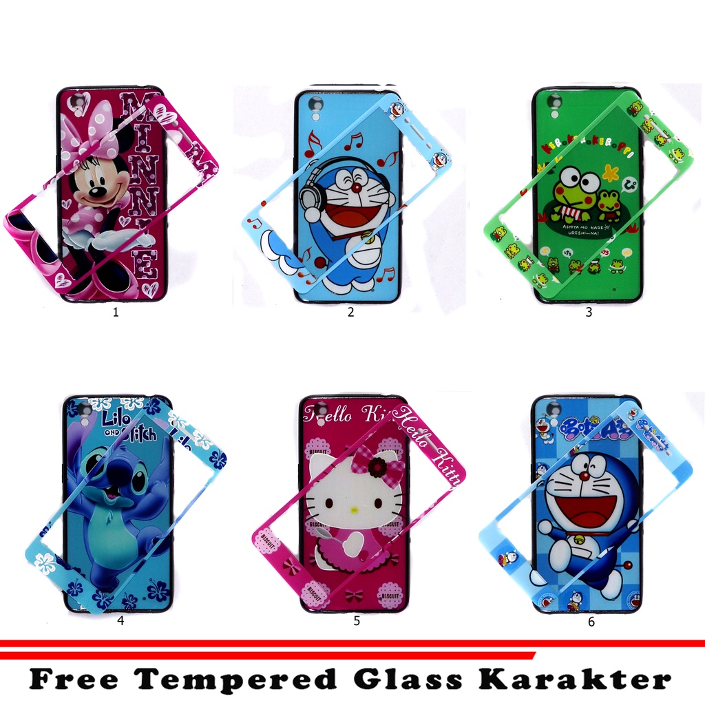 Casetify Oppo A12 A5S A7 F9  Karakter Doraemon Hello Kitty Stitch Mickey + Anti Gores Semotif Charak