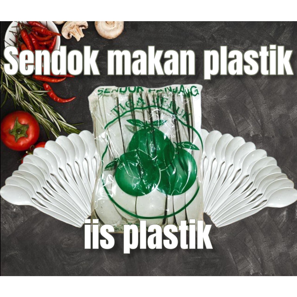 100pcs Sendok Makan Butek 3jeruk Sendok Panjang Plastik Murah 3 Jeruk