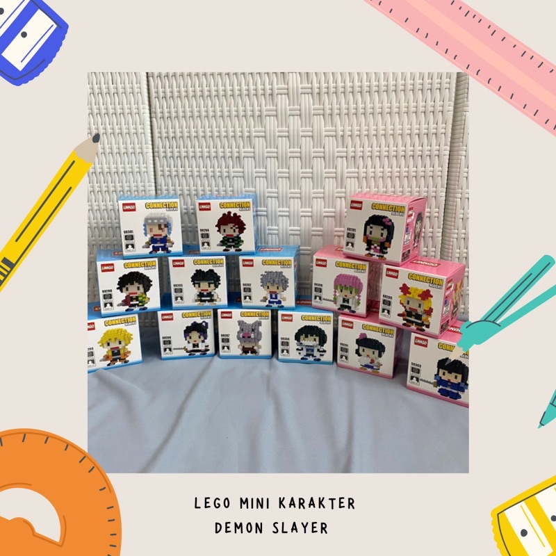 Mainan balok susun karakter demon slayer mini kecil block nano