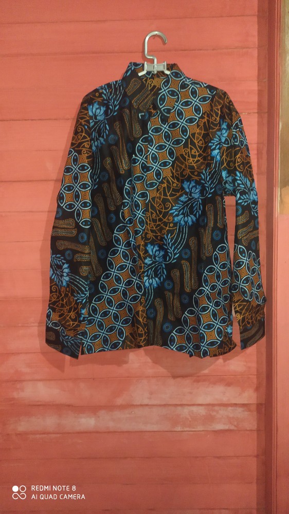 Batik Couple Keluarga Parang -- Motif Seno Biru -- Batik Modern Keluarga
