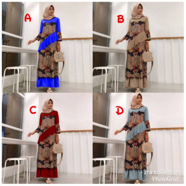 Gamis Katun Mix Wolfis Allsize Ld 104 Pb 138.batik Pekalongan