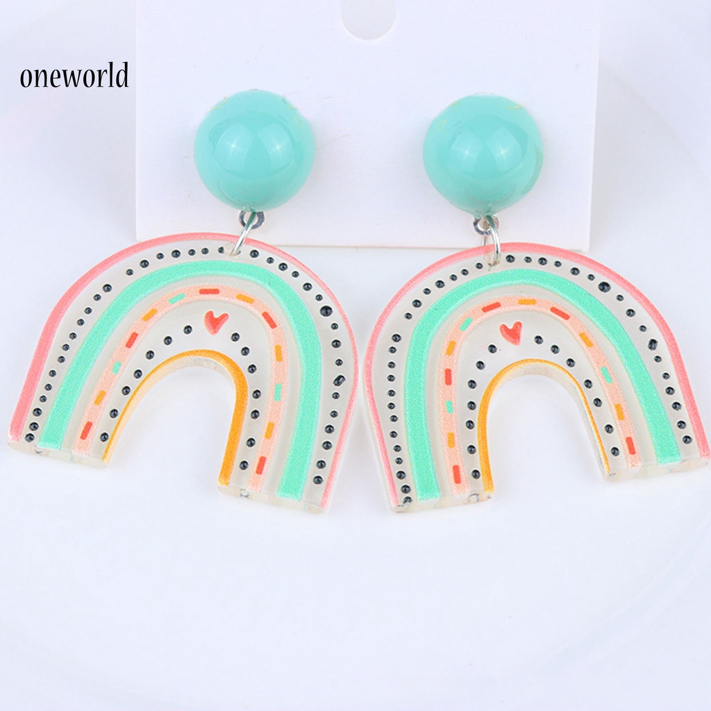 Oneworld Anting Gantung Model Awan Pelangi Bahan Akrilik Ringan Untuk Wanita