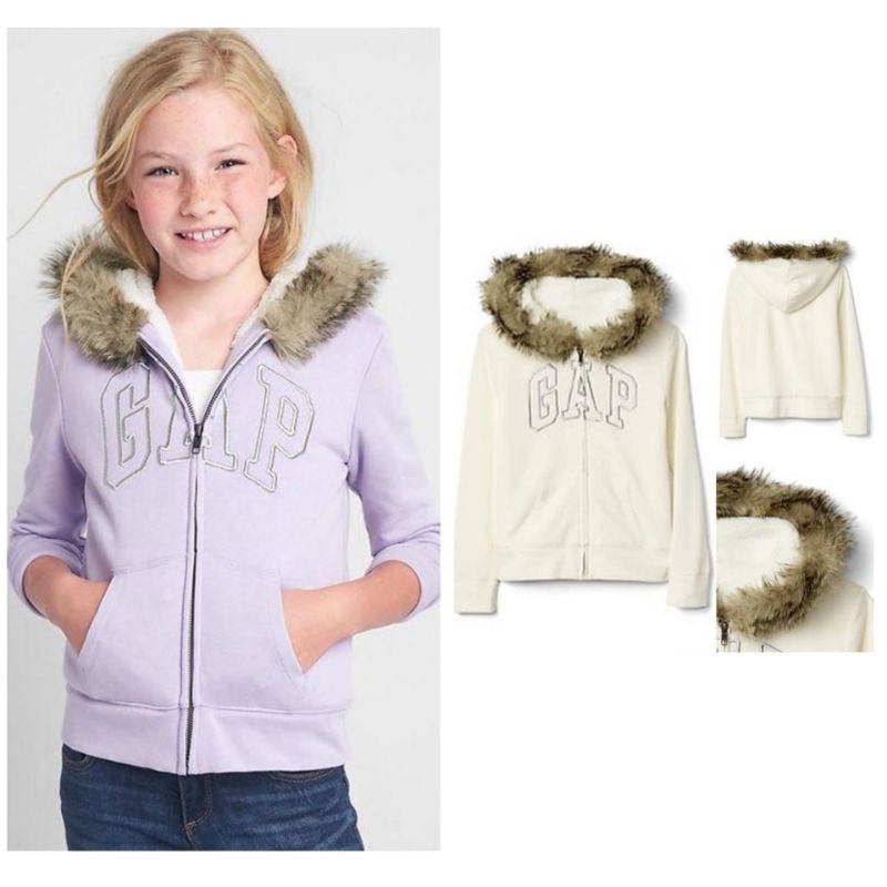 Jaket Hoodie Anak Cewe Sweatshirt Faux Fur