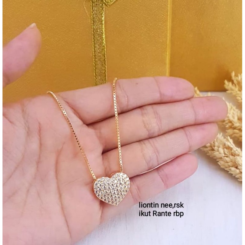 Kalung love vier mewah lapis emas 22,18k, cantik,cocok pesta pernikahan,kado pacar dll