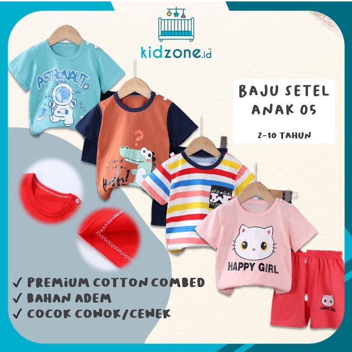 Setelan Pakaian Anak 100% Katun Premium Umur 1-10 Tahun / Baju dan Celana Anak 05