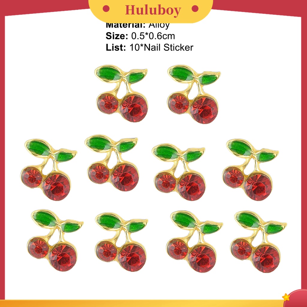 Huluboy Huluboy♡ 10 Pcs Berlian Imitasi Bentuk Cherry Untuk Nail Art