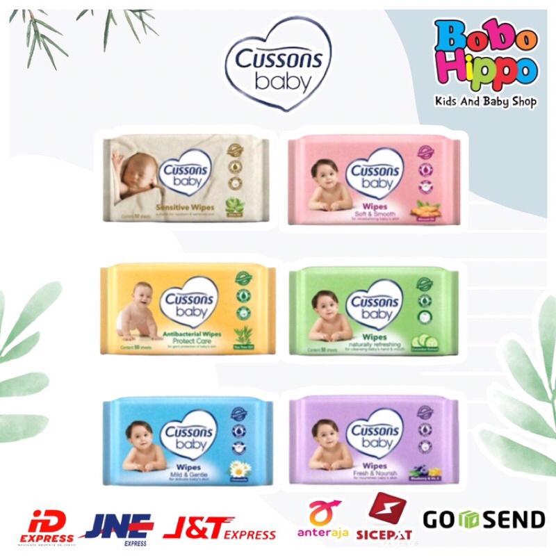 Cussons Baby Wipes Pure &amp; Gentle - Tisu Basah Bayi - Ganti Popok 50's X2