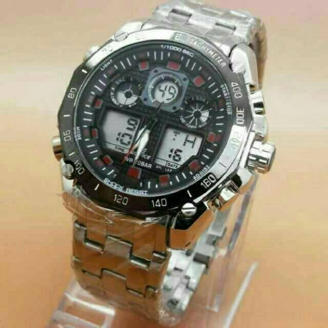 Edifice Model Terbaru Casio EFA100 Black . Jam tangan pria RANTAI STAINLESS STEEL HITAM ANTI KARAT