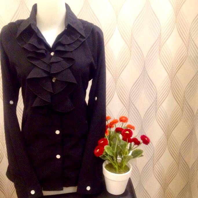 EDISI TERBARU KEMEJA BLUS HITAM WANITA KANTOR RENDA NECI KERAH KEKINIAN