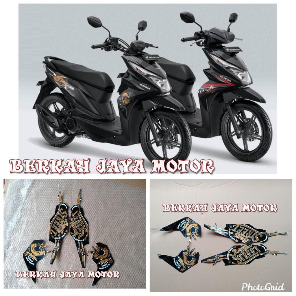 STRIPING MOTOR HONDA BEAT STREET 2018 BLACK GOLD