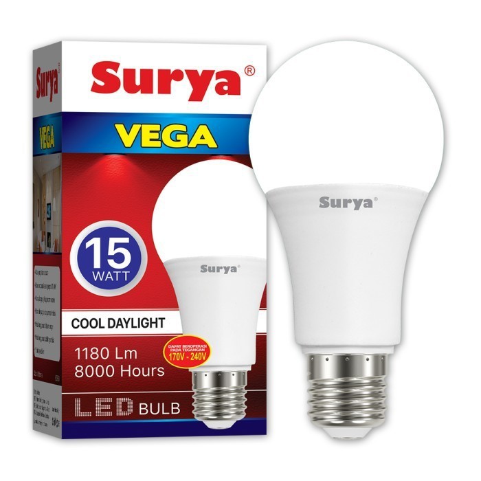 Lampu LED Putih Surya Vega 5W 7W 9W 12W 15W 18W Bohlam LED Daylight