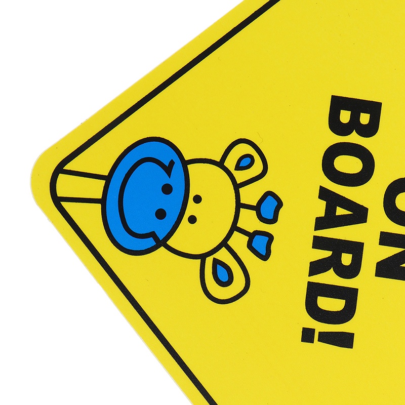 &lt; E2id &amp; &gt; Stiker Reflektif Motif Baby On Board 12CM Warna Kuning Dengan Suction Cup Untuk Jendela Mobil