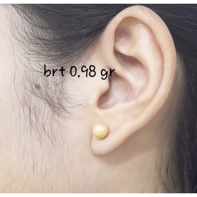 Anting tusuk emas asli wanita dewasa bola kadar 375/8k