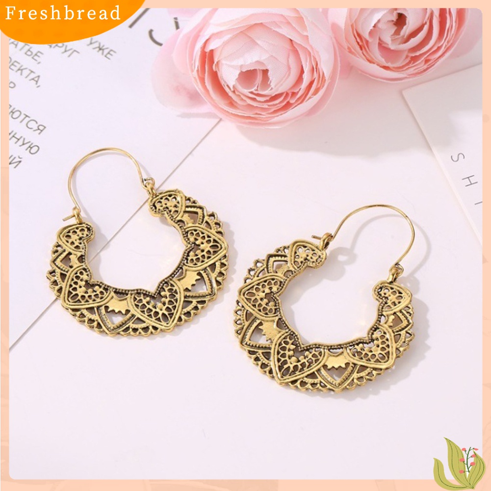 Fresh| Anting Tusuk Gantung Wanita Desain Hatibunga Hollow Gaya Vintage Untuk Pestahadiah