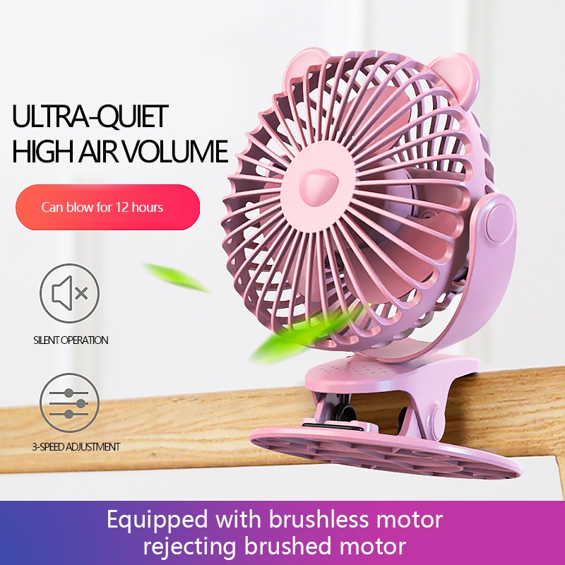 Clip Mini Fan 720° Rotating Kipas Angin Meja Mini Jepit Portable USB 3rd Gear Adjustable