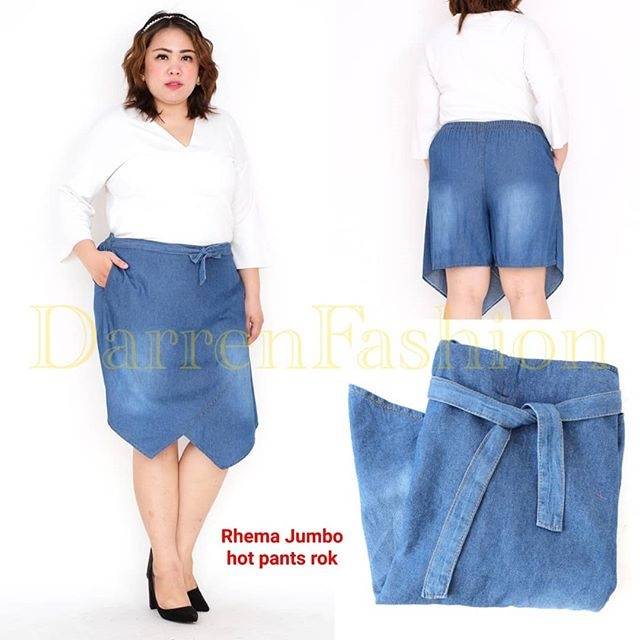 Rok Celana Jumbo Big Size Rhema Jeans Denim Pants