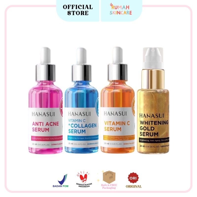 hanasui serum wajah 20ml whitening gold   vitamin c   collagen   anti acne serum   vit c serum bpom 