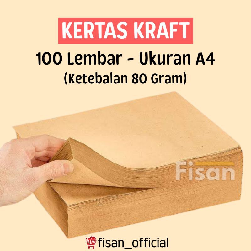 100 Lembar Kertas Kraft A4 80 Gram 80gram 80gr / Kertas Samson Kraft ...