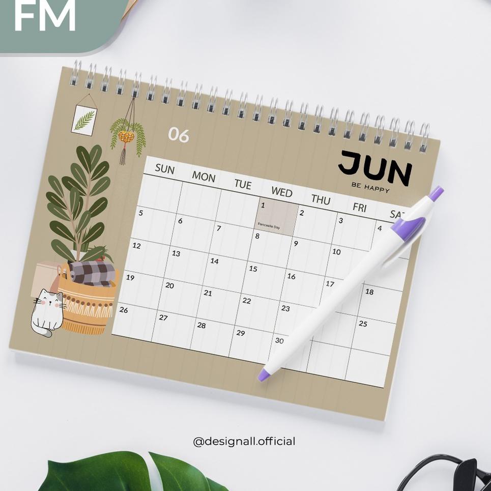 

[PRODUK HDDJP] Designall Kalender Meja / Kalender Duduk Aesthetic Tahun 2022 Spiral FM ZQS