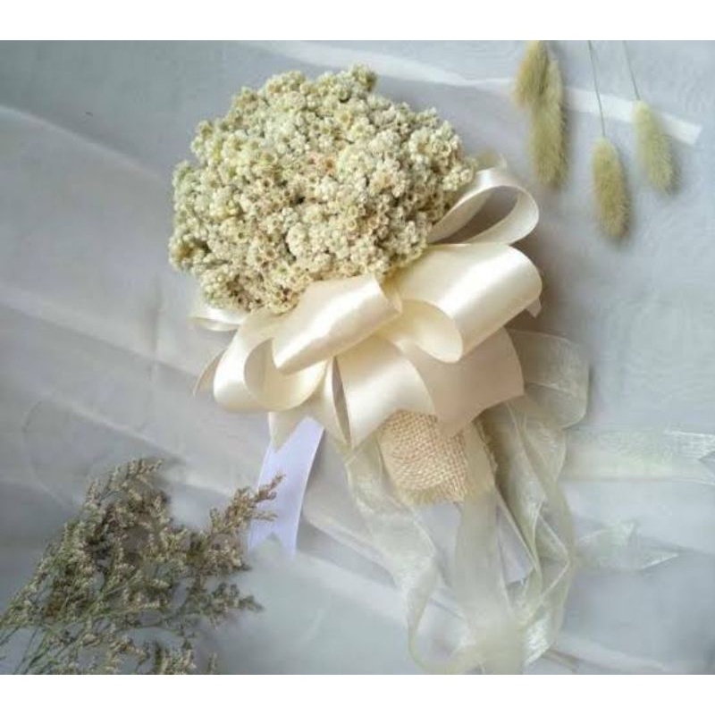 Hand Buket Pengantin Bunga Edelwish (Bunga Abadi Asli)