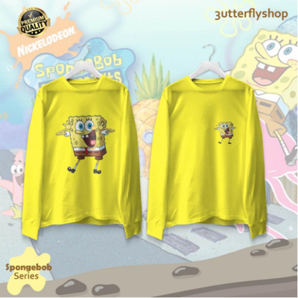 [OVERSIZE] Kaos lengan panjang premium quality spongebob laki pria wanita perempuan