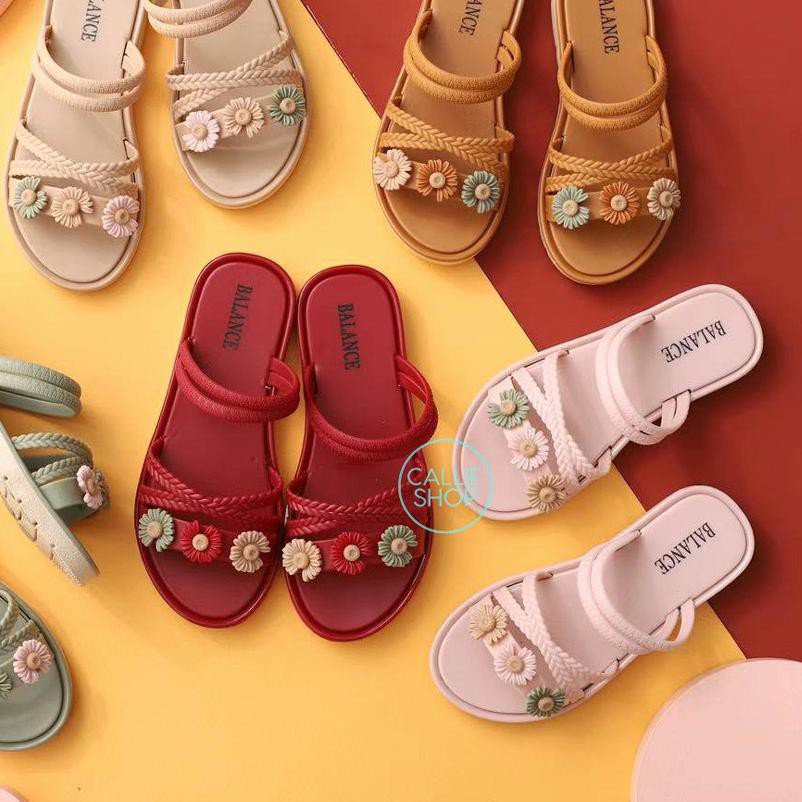 ➩ Sandal Anak Perempuan Selop Tali Dengan 3 Bunga Jelly Balance BLC 1205-X50 ukuran 30-35 ✫