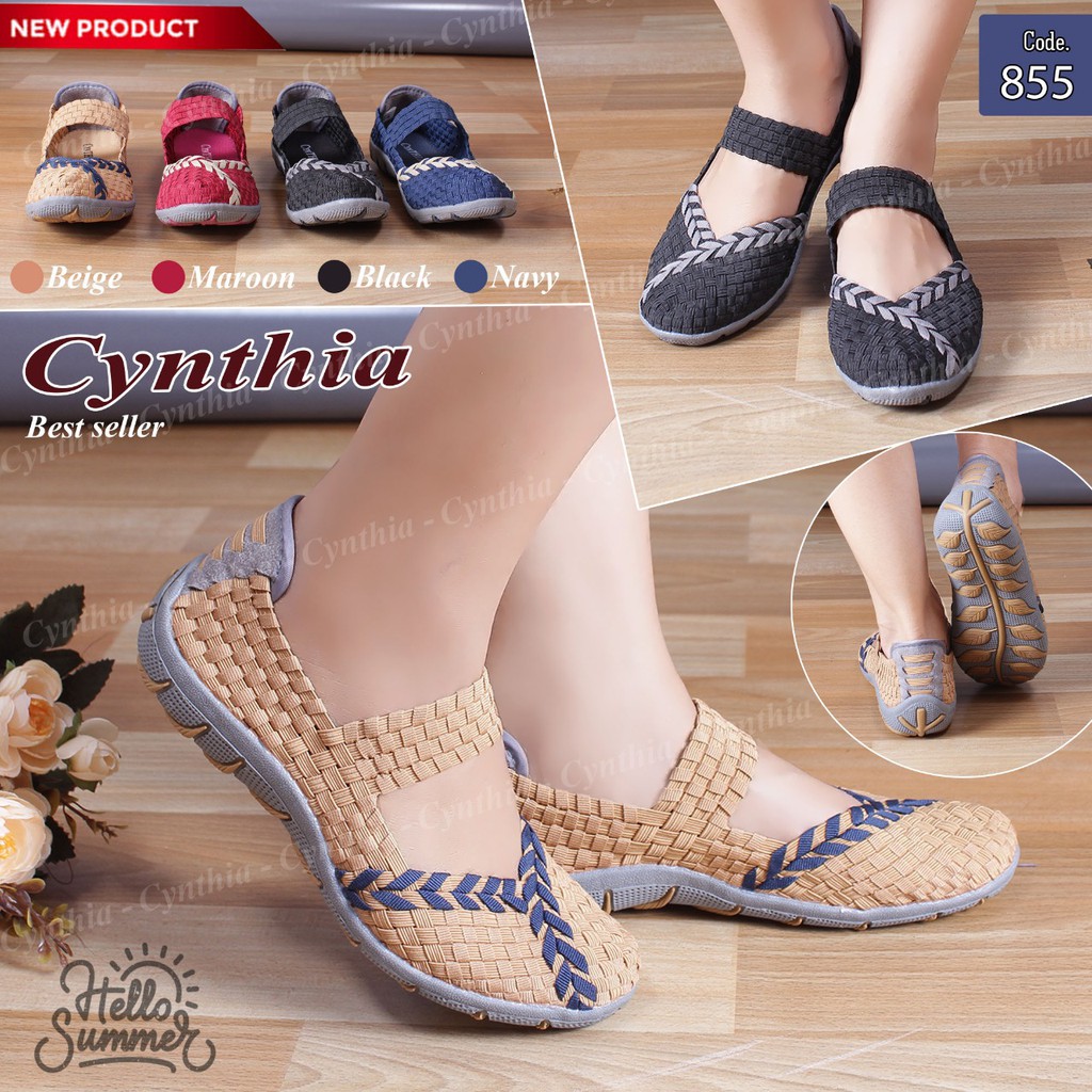 Sepatu flat rajut cewek Cynthia 855