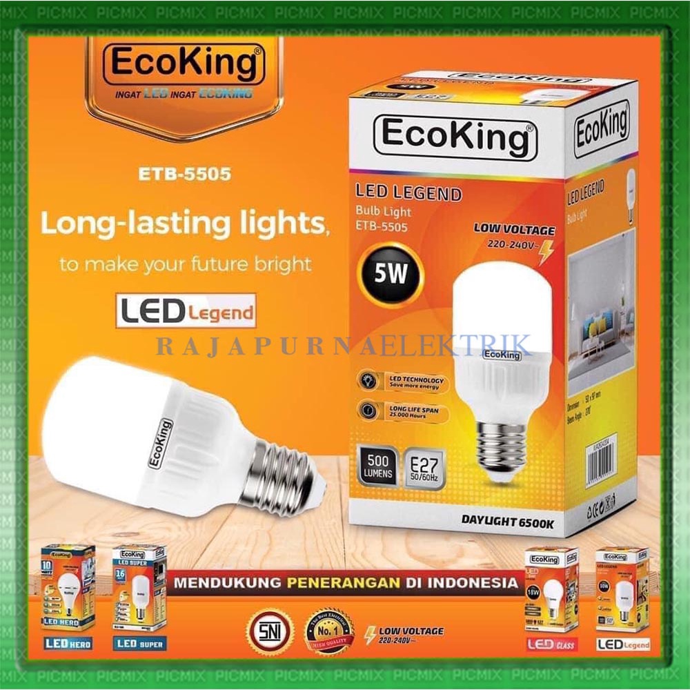 Lampu LED BULB ECOKING 5W / 5 watt super terang - Putih