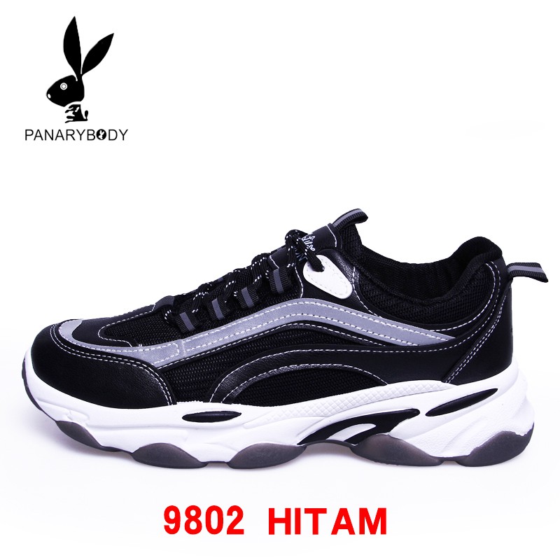 Sepatu Pria Impor Sneakers Olahraga cowok Sepatu Kasual fashion Mesh Low Top Men Sport Shoes murah-9802 HITAM