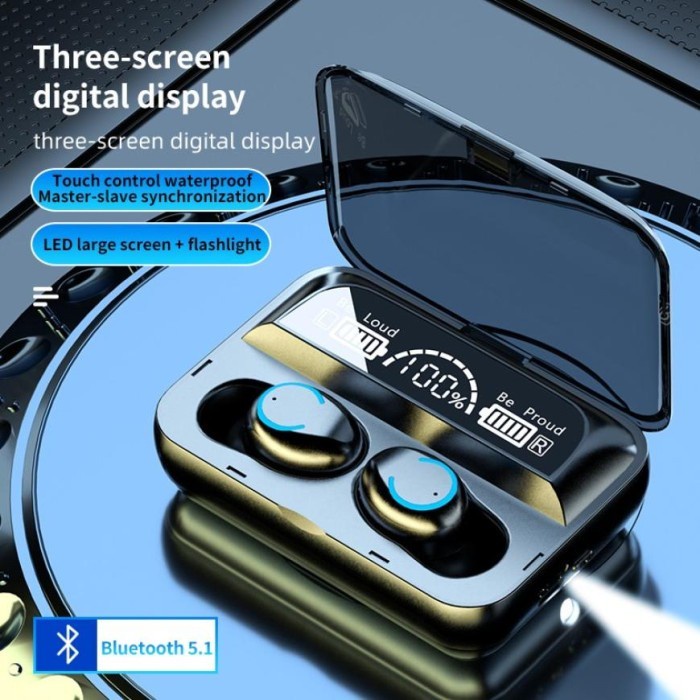 F9 Headset Bluetooth 5.0 Earphone Wireless TWS 9D Stereo Sentuhan FN