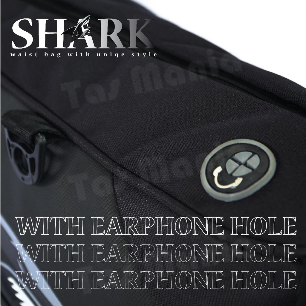 PTS - Gear Bag 13118 - Shark Waist Bag - Waist Bag Motif Shark With Earphone Hole- Tas Selempang Pria Tas Pinggang