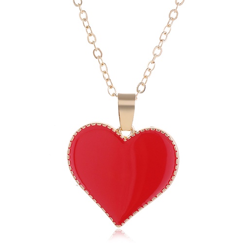 LRC Kalung Fashion Blue Love Dropping Alloy Contrast Necklace A61246