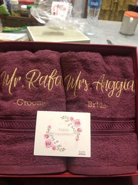 Fast Po Hamper Handuk Custom Nama Hadiah Pernikahan Seserahan Fleca Deluxe 50x100 Cm Giftbox