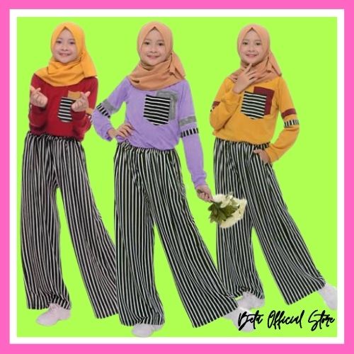 Baju Setelan Celana Kulot Setcel Anak Muslim Perempuan Usia 6 7 8 9 Tahun Modern Trend Kekinian Mura