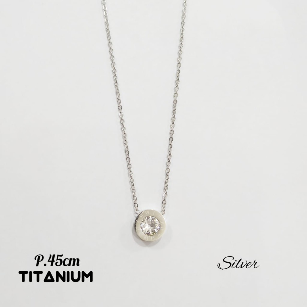 Perhiasan TITANIUM Kalung permata 1 branded Anti karat &amp; Anti Luntur