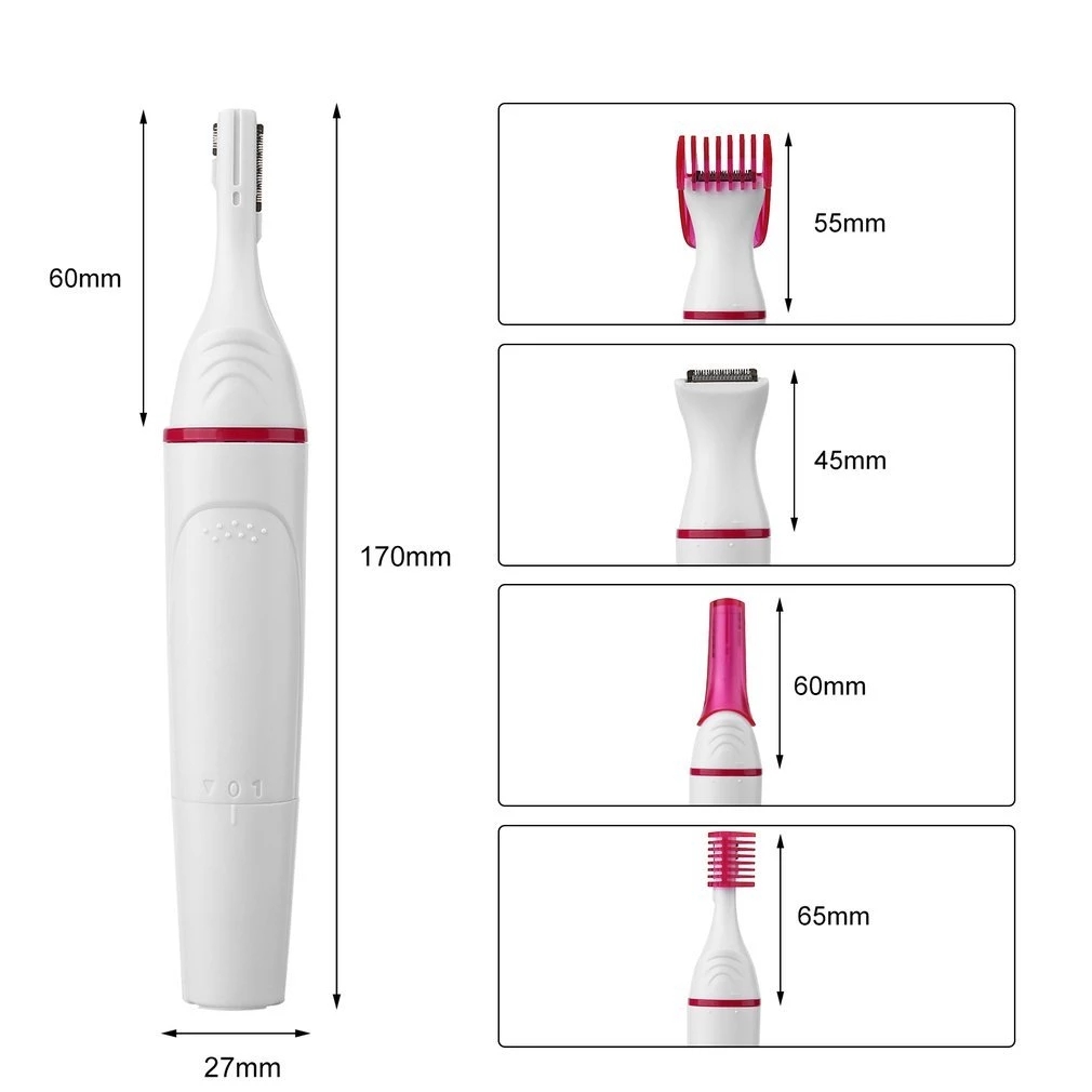 5in1 Penghilang Bulu Ketiak Hidung Trimmer Dengan Ketiak Multifungsi Alis Elektrik Wanita Hidung Rambut Perangkat Penghilang Bulu Bikini Cordless Shaver Kit