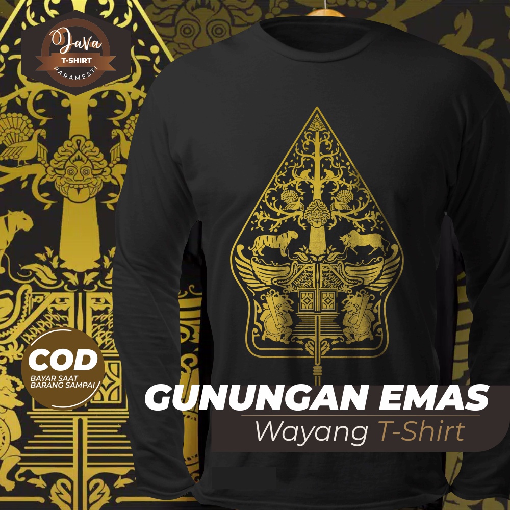 Kaos Pria - Kaos Distro Baju Kaos Oblong T Shirt Pria Wanita Motif Wayang dan Kata Kata Jawa Gununga