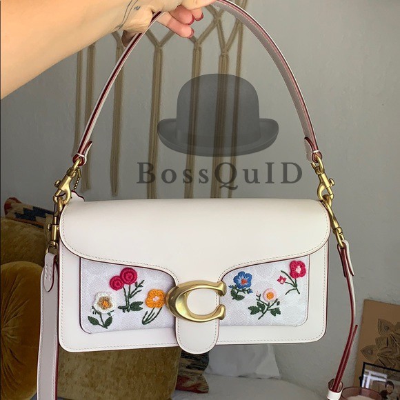 Coach Tabby Shoulder Bag 26 Signature Canvas with Floral Embroidery