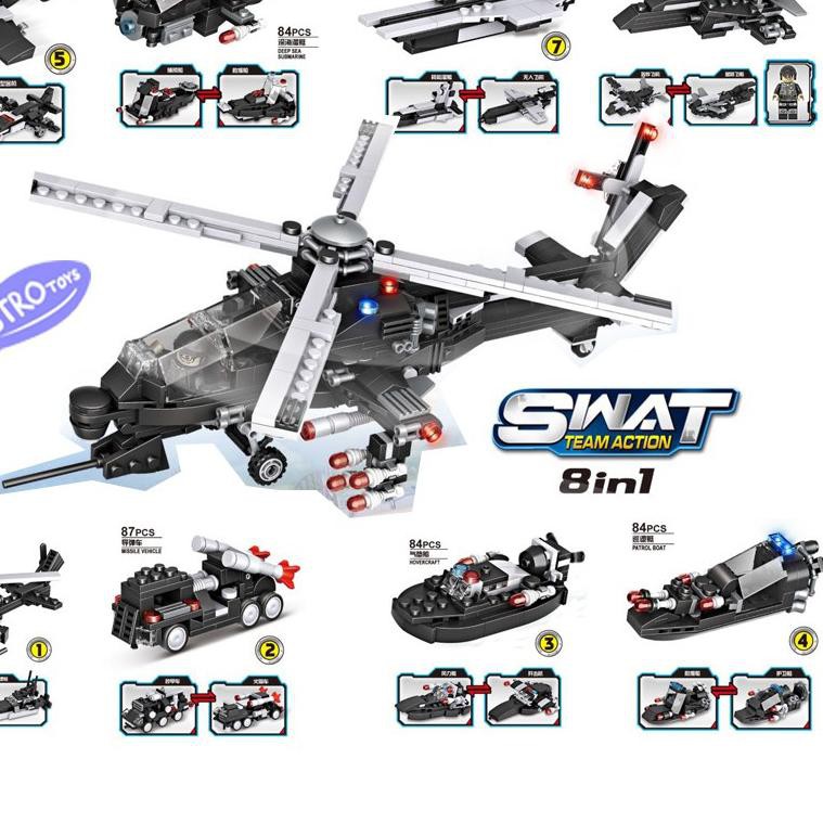 T.X.T-0726.,, LEGO SWAT KENDARAAN PERANG TEMPUR HELIKOPTER TANK 3 IN 1 ...Trims