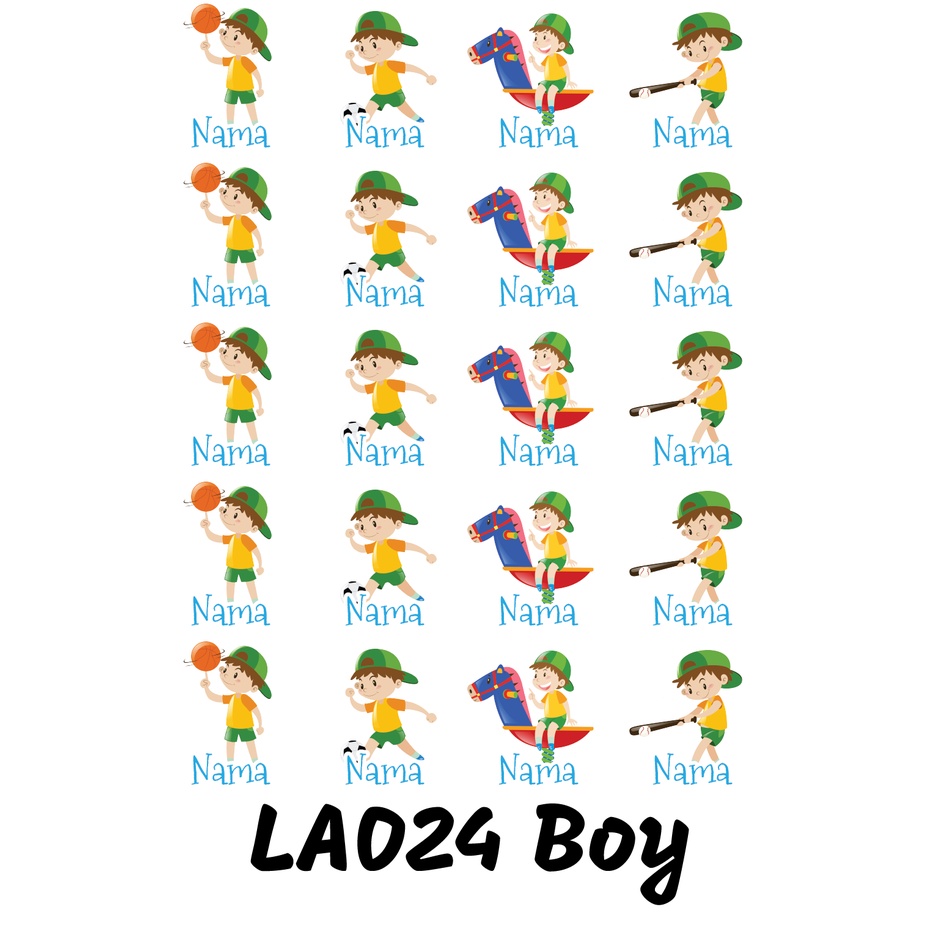 

Sticker Nama Cutting Label Waterproof Tahan Air Kid 24 (LA024)