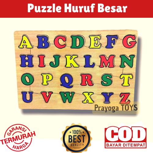 Puzzle Kayu Abjad Alphabet Huruf Besar Kapital ABC Wooden - Mainan Anak Edukasi Untuk Perempuan Dan 