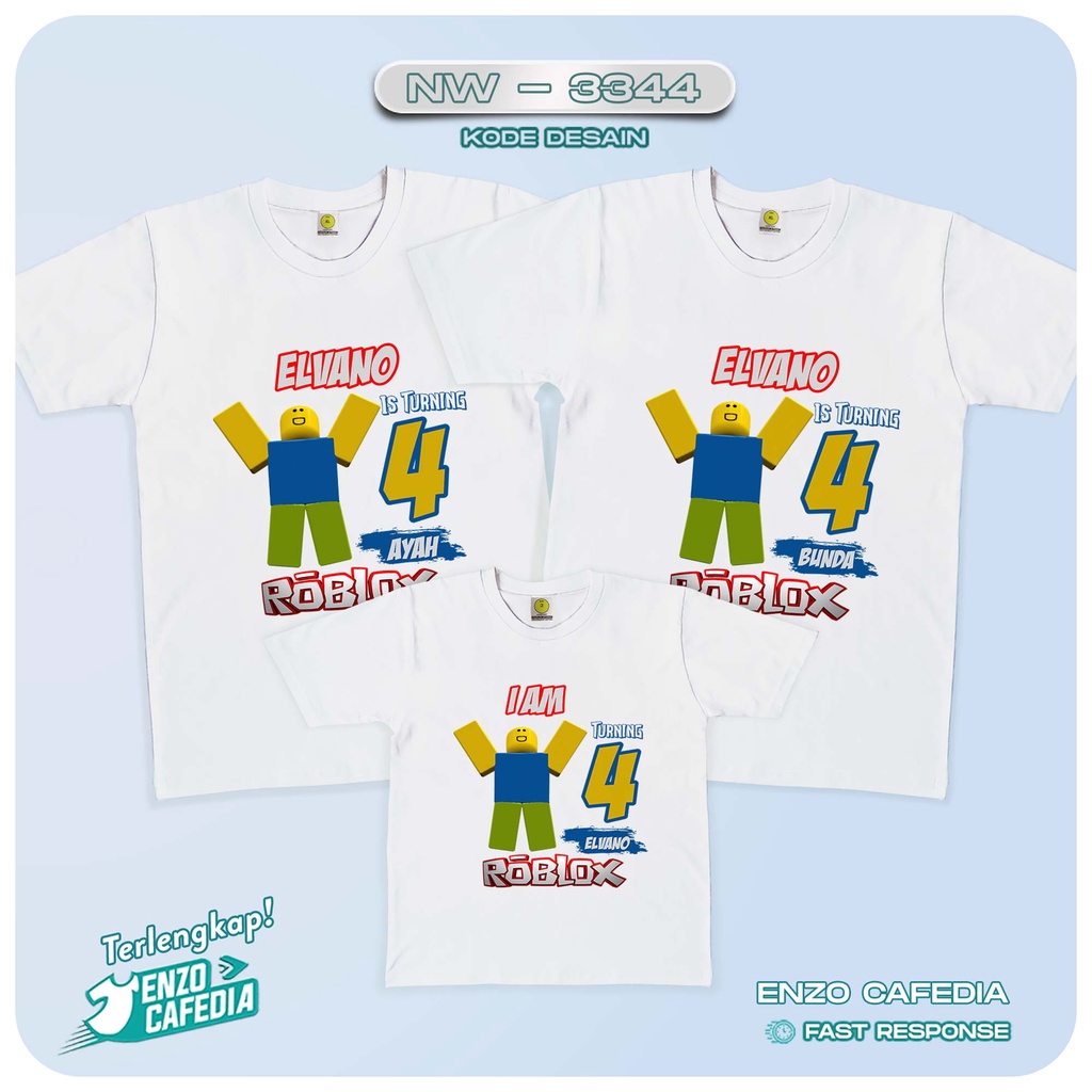 Baju Couple Keluarga | Kaos Family Ulang Tahun | Kaos Tema Roblox NW 3344 | Gratis Custom Tulisan